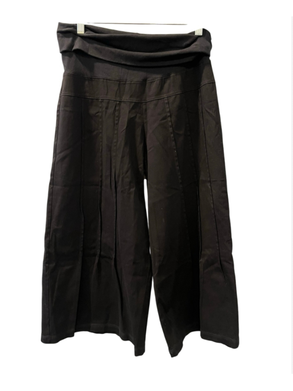 NWT Magdalena Black Wide Leg Palazzo Pants Foldover Waist Pleated Culottes M Y2K